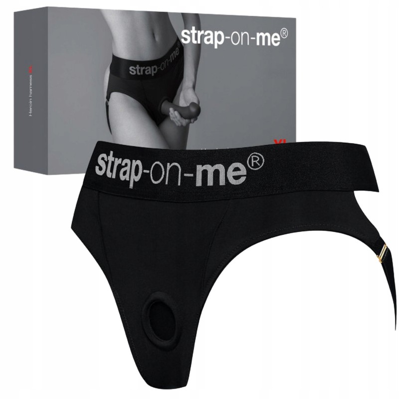 czarne sexowne majtki push up strap-on uprząż S